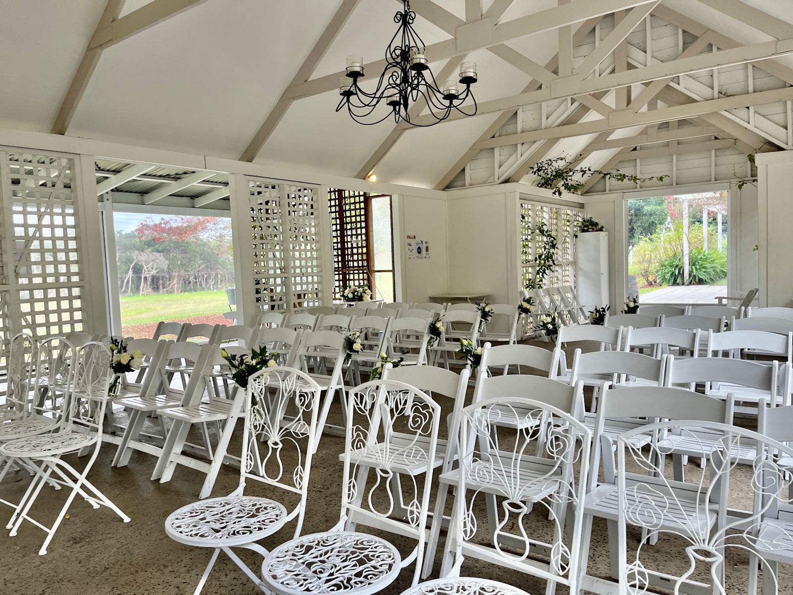 Dalywaters Mornington Wedding Chapel white chairs